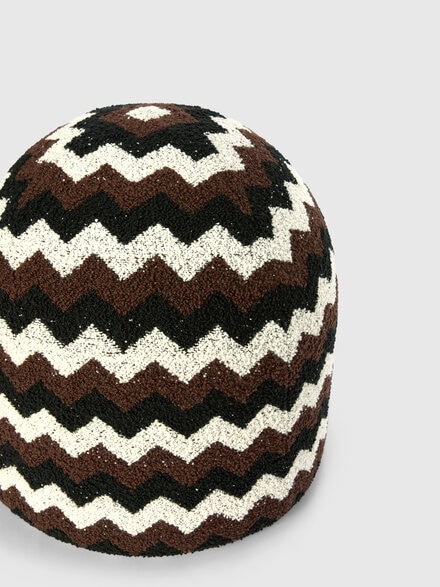 Riccio Indoor Panettone Pouf 50x50 cm with zig zag pattern, Black & White - 1E4LV00022601