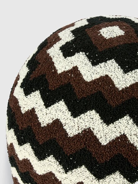 Riccio Indoor Panettone Pouf 50x50 cm with zig zag pattern, Black & White - 1E4LV00022601