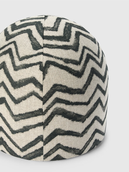 Graffiti Indoor Panettone Pouf 50x50 cm with zig zag pattern, Beige & Multicoloured  - 1E4LV00026172