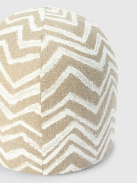 Graffiti Indoor Panettone Pouf 50x50 cm with zig zag pattern, Beige - 1E4LV00026211