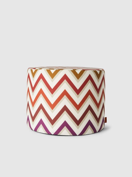Outdoor pouf Watamu 40x30 cm in technical fabric zig zag, Red & Multicoloured - 1E4LV00027156