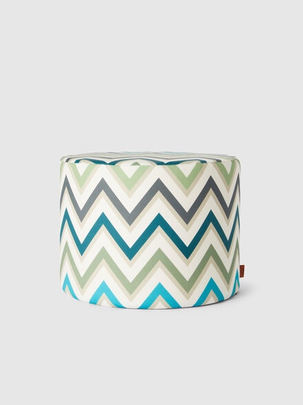 Outdoor pouf Watamu 40x30 cm in technical fabric zig zag, Green & Multicoloured  - 1E4LV00027161