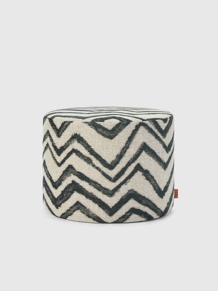Graffiti Indoor Cylinder Pouf 40x30 cm with zig zag pattern, Beige & Multicoloured  - 1E4LV00029172