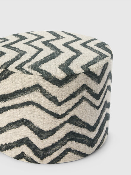 Graffiti Indoor Cylinder Pouf 40x30 cm with zig zag pattern, Beige & Multicoloured  - 1E4LV00029172