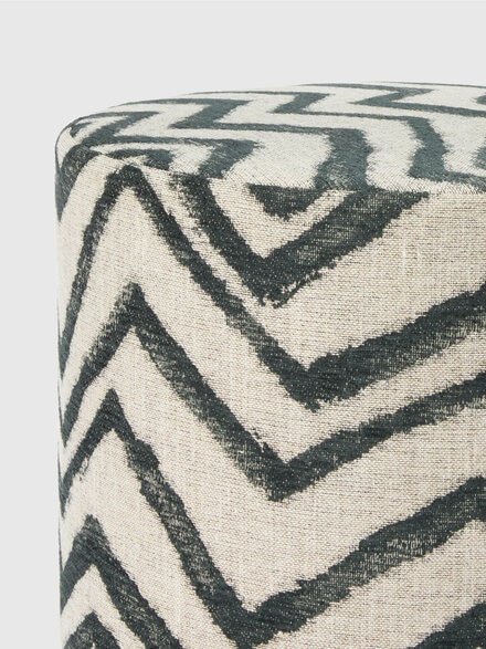 Graffiti Indoor Cylinder Pouf 40x30 cm with zig zag pattern, Beige & Multicoloured  - 1E4LV00029172