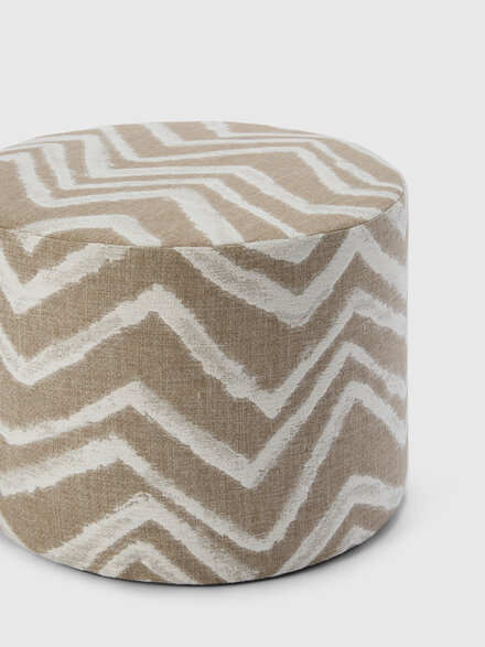Graffiti Indoor Cylinder Pouf 40x30 cm with zig zag pattern, Beige - 1E4LV00029211