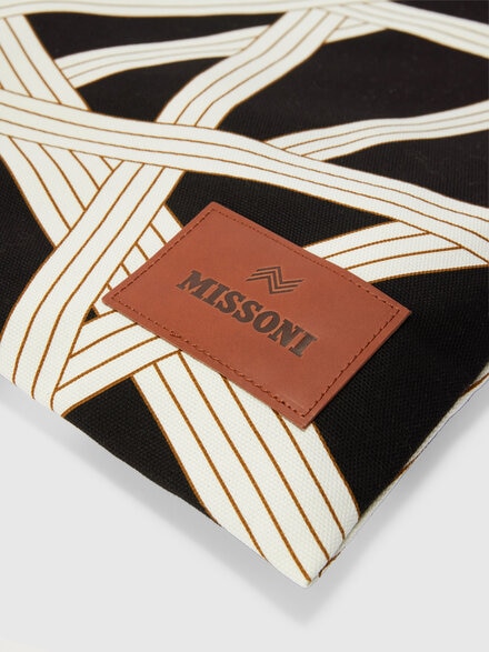 Nastri Home Bag 35x39 cm in 100% cotton with ribbon pattern, Black & White - 1E4OG00001601