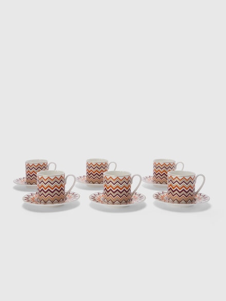 Iconic Set of 6 coffee cups & saucers, Multicoloured  - 1E4OG00008100