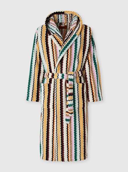 Aura hooded cotton terry bathrobe, Multicoloured  - 1F3AC99102100