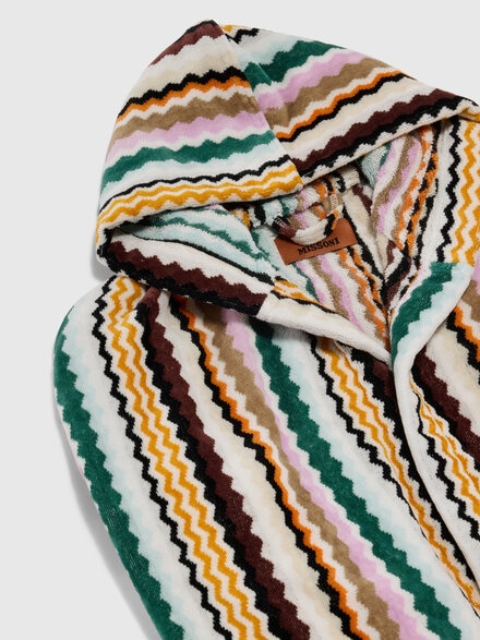 Aura hooded cotton terry bathrobe, Multicoloured  - 1F3AC99102100