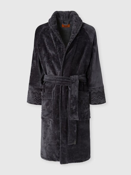 Giorgio cotton terry bathrobe with belt, Grey - 1F3AC9910886