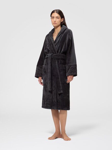 Giorgio cotton terry bathrobe with belt, Grey - 1F3AC9910886