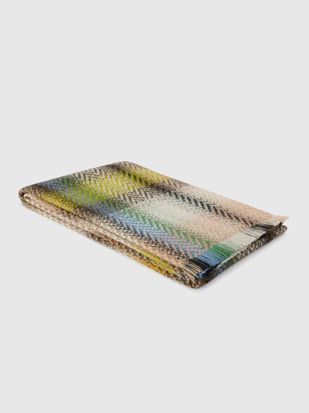 Check wool-blend plaid 130x190 cm, Beige & Multicoloured  - 1F3PL99101148