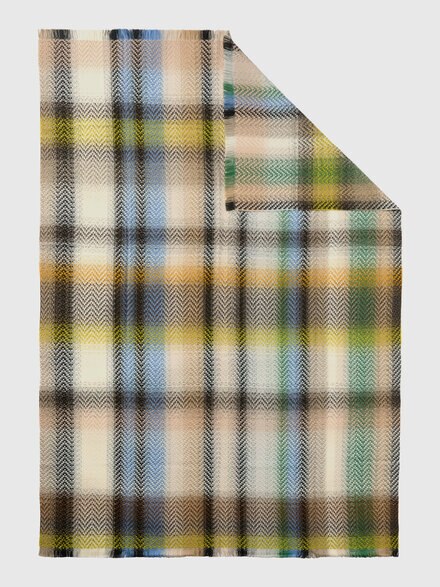 Check wool-blend plaid 130x190 cm, Beige & Multicoloured  - 1F3PL99101148