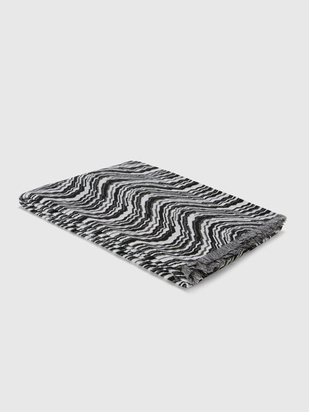 Plaid Bormio en laine et viscose 140x190 cm, Noir & Blanc - 1F3PL99103601