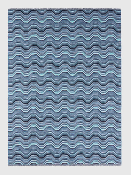 Plaid in misto lana lam&eacute; Merano 130x190 cm, Blu & Multicolore  - 1F3PL99106150