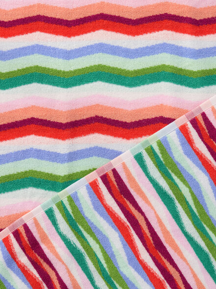 Toalla de rizo con motivo de zigzag y logotipo bordado, Multicolor  - 1F3SP99100100
