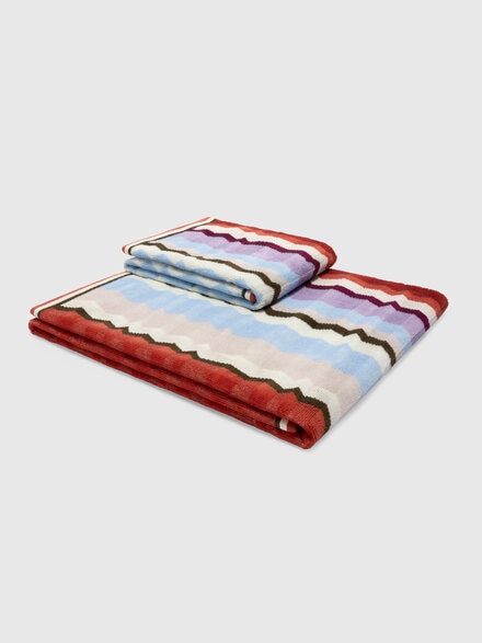 Eva two-piece cotton towel set, Red  Multicoloured - 1F3SP99119156