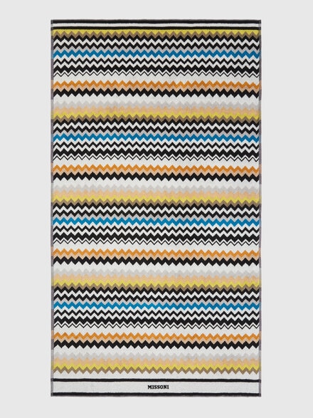 Best cotton terry beach towel 180x100 cm, Black & Multicoloured - 1F3SP99126160