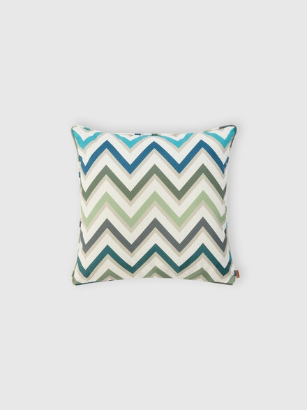 Outdoor cushion Watamu 45x45 cm in technical fabric zig zag, Green - 1F4CU00729161