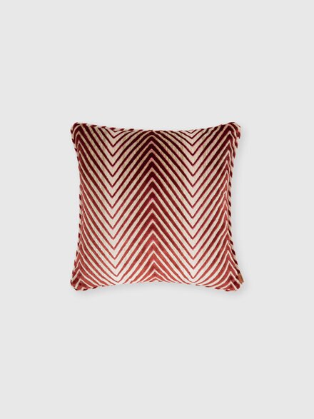 Coj&iacute;n Ziggy 40&times;40 cm en mezcla de viscosa zigzag, Rojo & Multicolor - 1F4CU00738156