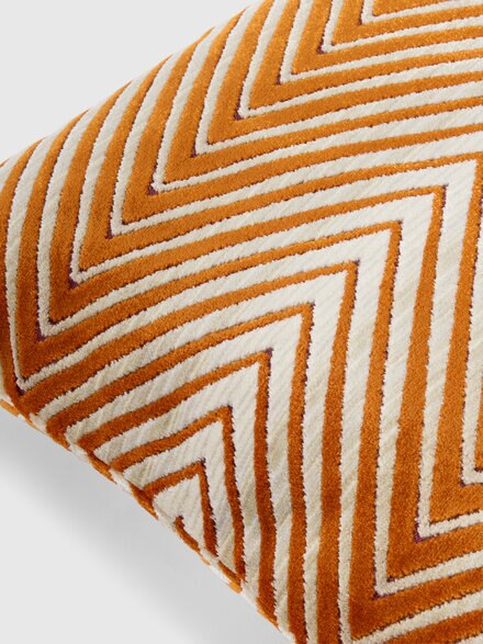 Coj&iacute;n Ziggy 40&times;40 cm en mezcla de viscosa zigzag, Naranja Multicolor  - 1F4CU00738159