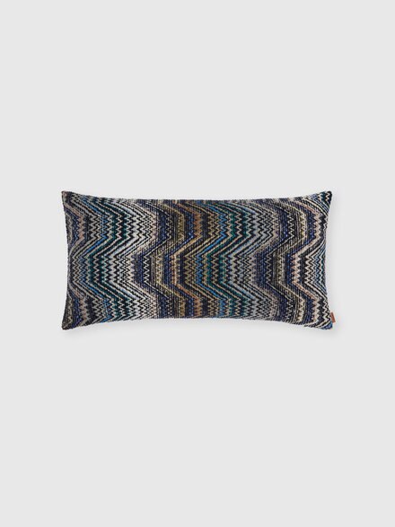 Coussin Amalfi en m&eacute;lange de coton 30x60 cm, Bleu & Multicolore  - 1F4CU00758150