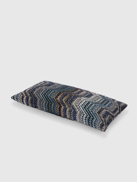 Coussin Amalfi en m&eacute;lange de coton 30x60 cm, Bleu & Multicolore  - 1F4CU00758150