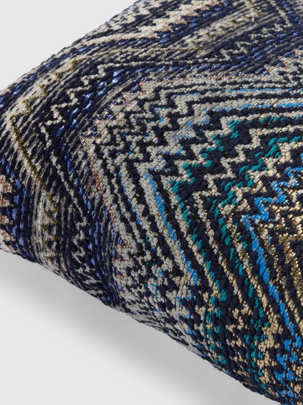 Coussin Amalfi en m&eacute;lange de coton 30x60 cm, Bleu & Multicolore  - 1F4CU00758150
