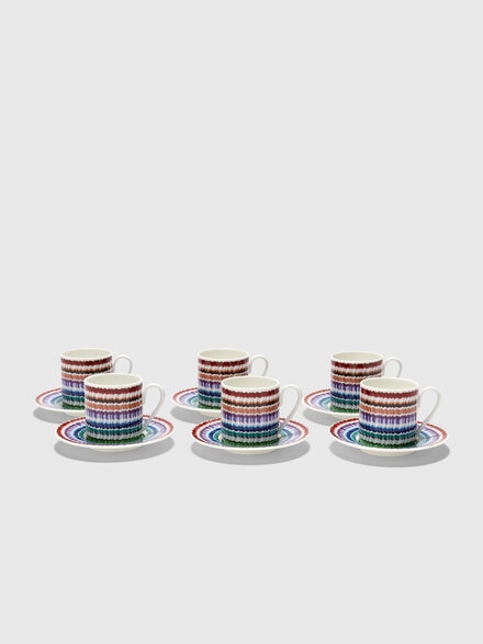 Waves Set of 6 coffee cups & saucers, Multicoloured  - 1F4OG00022100