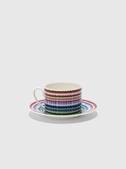 Waves Set of 2 tea cups & saucers, Multicoloured  - 1F4OG00023100
