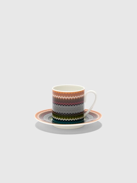 Zigzag Foliage Set of 2 coffee cups & saucers, Multicoloured  - 1F4OG00028100
