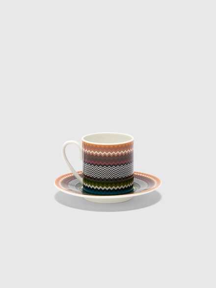 Zigzag Foliage Set of 2 coffee cups & saucers, Multicoloured  - 1F4OG00028100