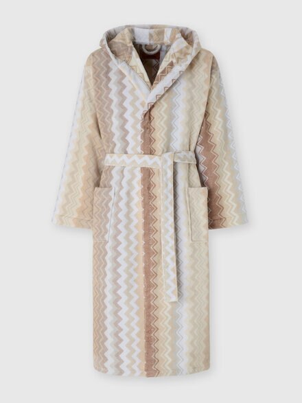 Giacomo Hooded Bathrobe, Beige - 1G3AC9970821