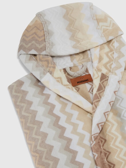 Giacomo Hooded Bathrobe, Beige - 1G3AC9970821