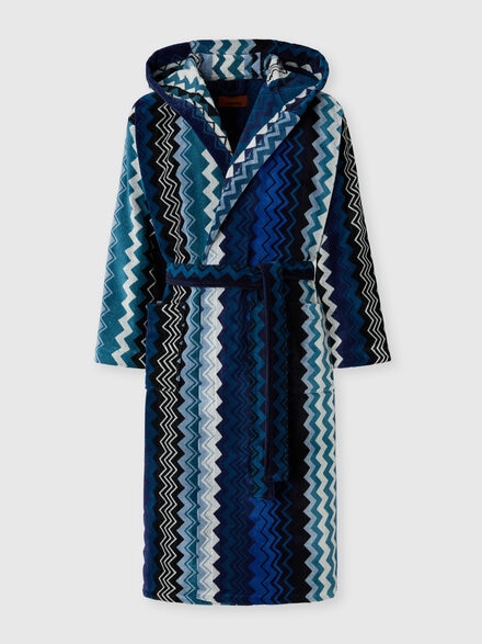 Giacomo Hooded Bathrobe, Blue - 1G3AC9970850
