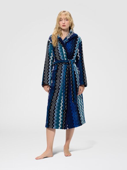 Giacomo Hooded Bathrobe, Blue - 1G3AC9970850