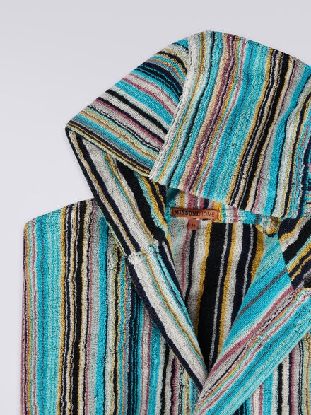 Jazz Hooded Bathrobe, Blue - 1J3AC99703170