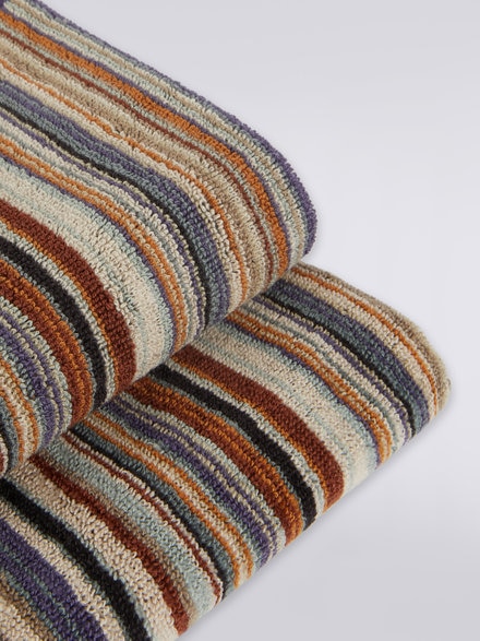 2-piece Jazz bath towel set in striped cotton terry, Multicoloured  - 1J3SP99833165