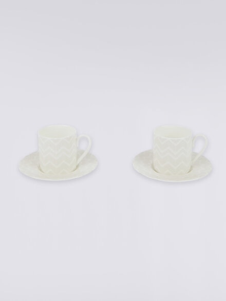 Zigzag White Set of 2 coffee cups & saucers, White  - 1J4OG9903120