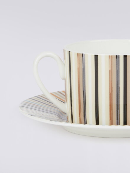 Stripes Jenkins Set of 6 tea cups & saucers, White  - 1J4OG99057148