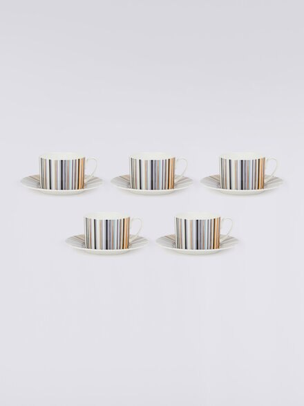Stripes Jenkins Set of 6 tea cups & saucers, White  - 1J4OG99057148