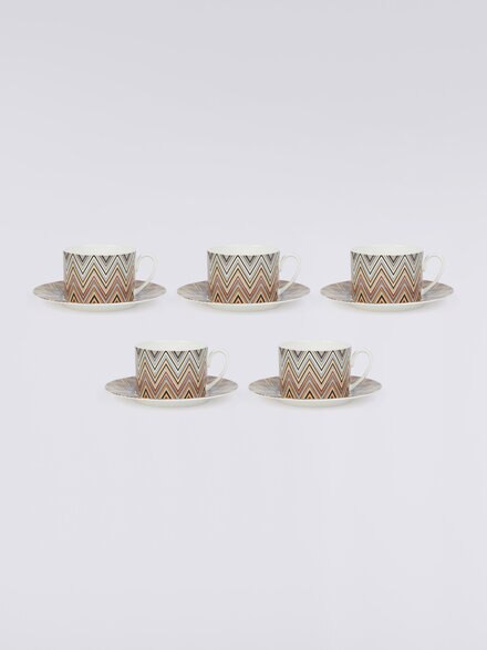 Zigzag Jarris Set of 6 tea cups & saucers, White  - 1J4OG99060148