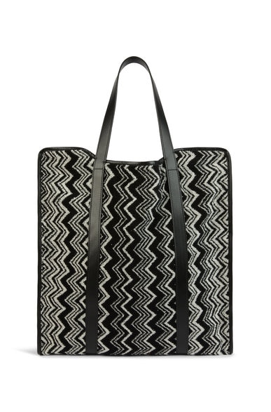 Keith bag 40x40 cm in cotton terry with zigzag pattern, Black & White - 1K3OG0002101