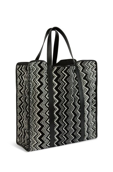 Keith bag 40x40 cm in cotton terry with zigzag pattern, Black & White - 1K3OG0002101