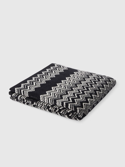 100x150 cm Keith cotton terry chevron bath towel, Black & White - 1K3SP99833601