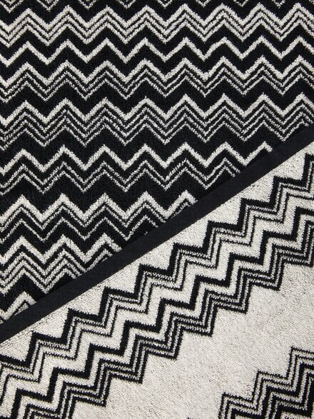 100x150 cm Keith cotton terry chevron bath towel, Black & White - 1K3SP99833601