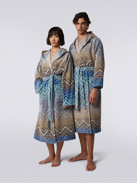 Tolomeo Hooded Bathrobe, Multicoloured  - 1T3AC99705170