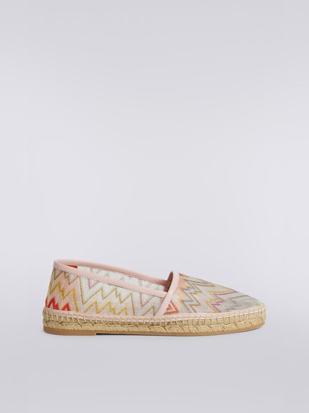 Flat espadrilles with lace-effect knitted upper with lamé, Multicoloured  - AC23SY02BR00JHSM8NN