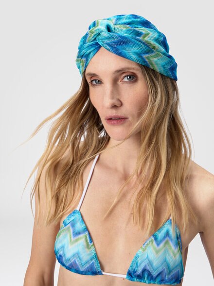 Turban with faded striped pattern, Blue & Green - AC25WS00BR013XS72NP